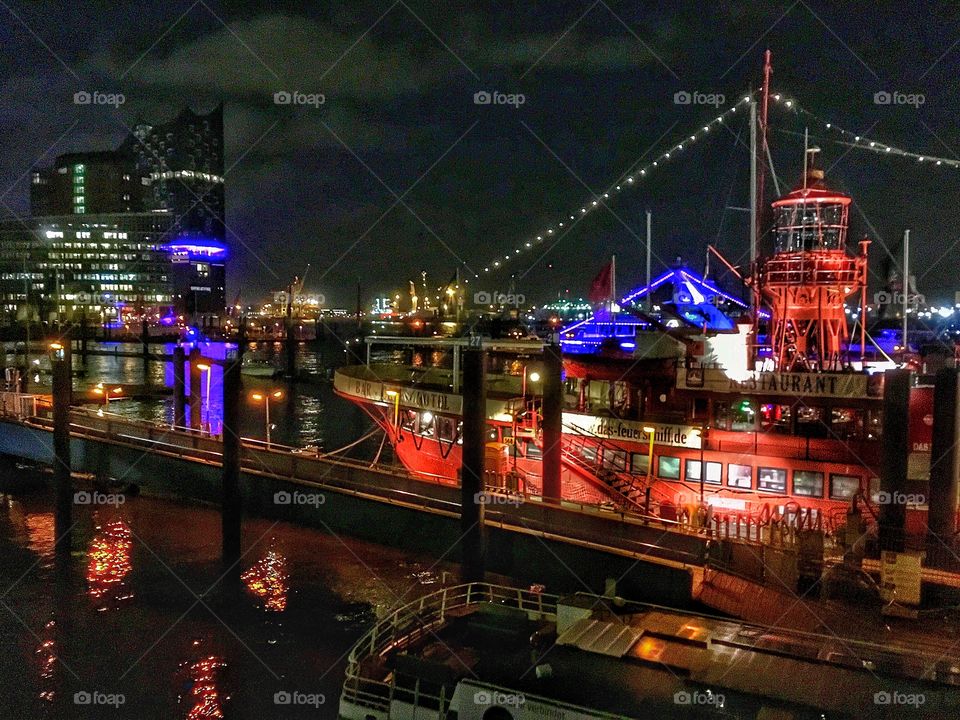 Hamburg Night.Hafen City and Elbphilarmoni 