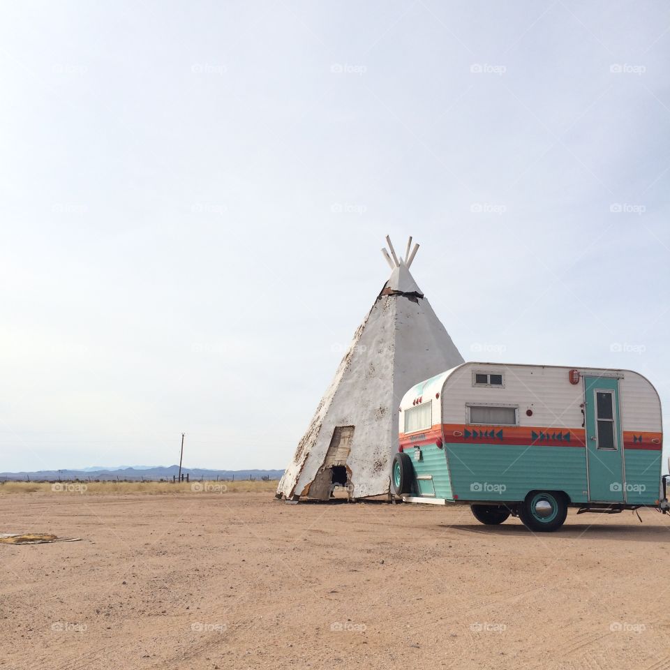 Roadside teepee and trailer
