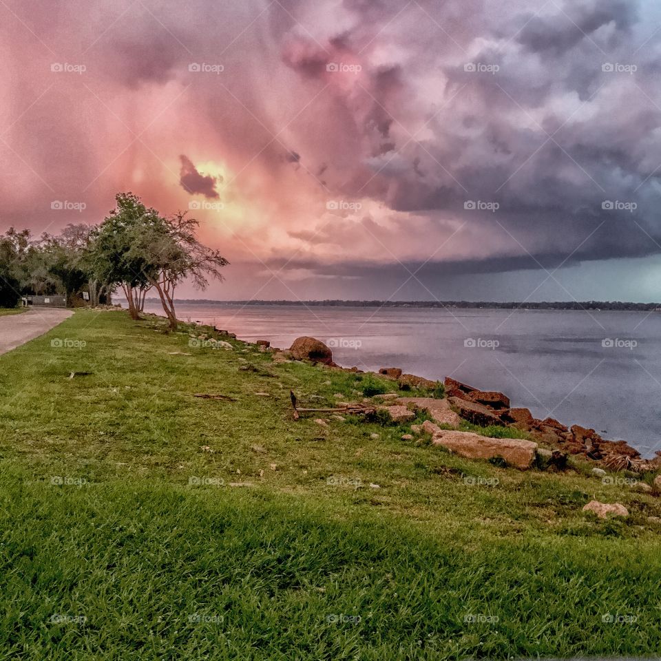 Thunderstorm at sunset