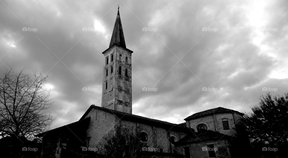 Church with cloudy sky