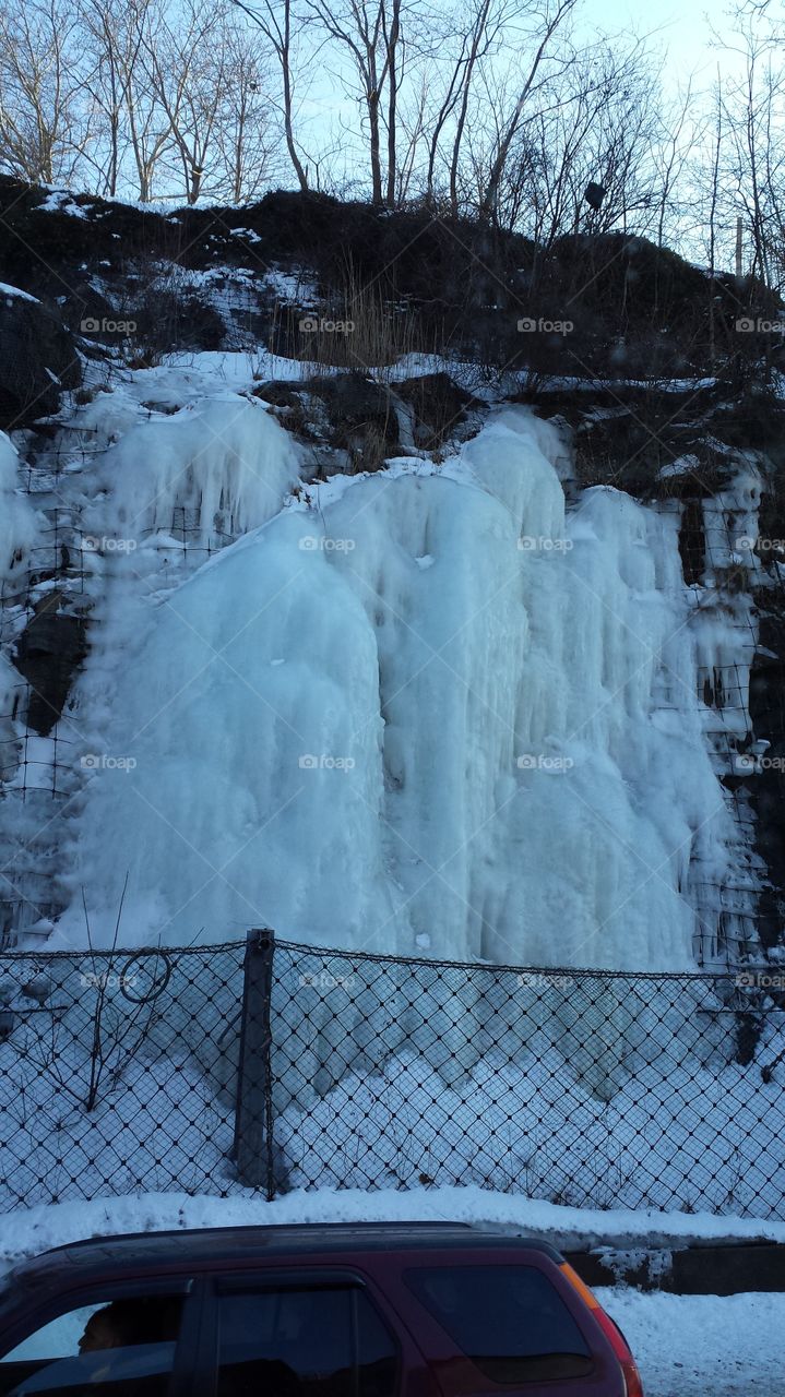 waterfall. ice waterfall in new york