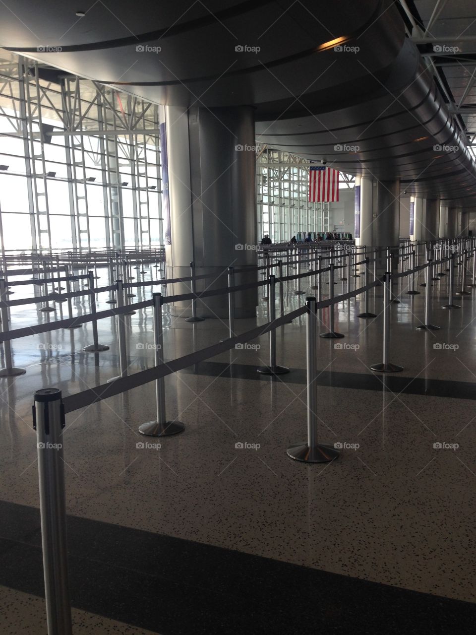 Long line empty hall customs citizen travel
