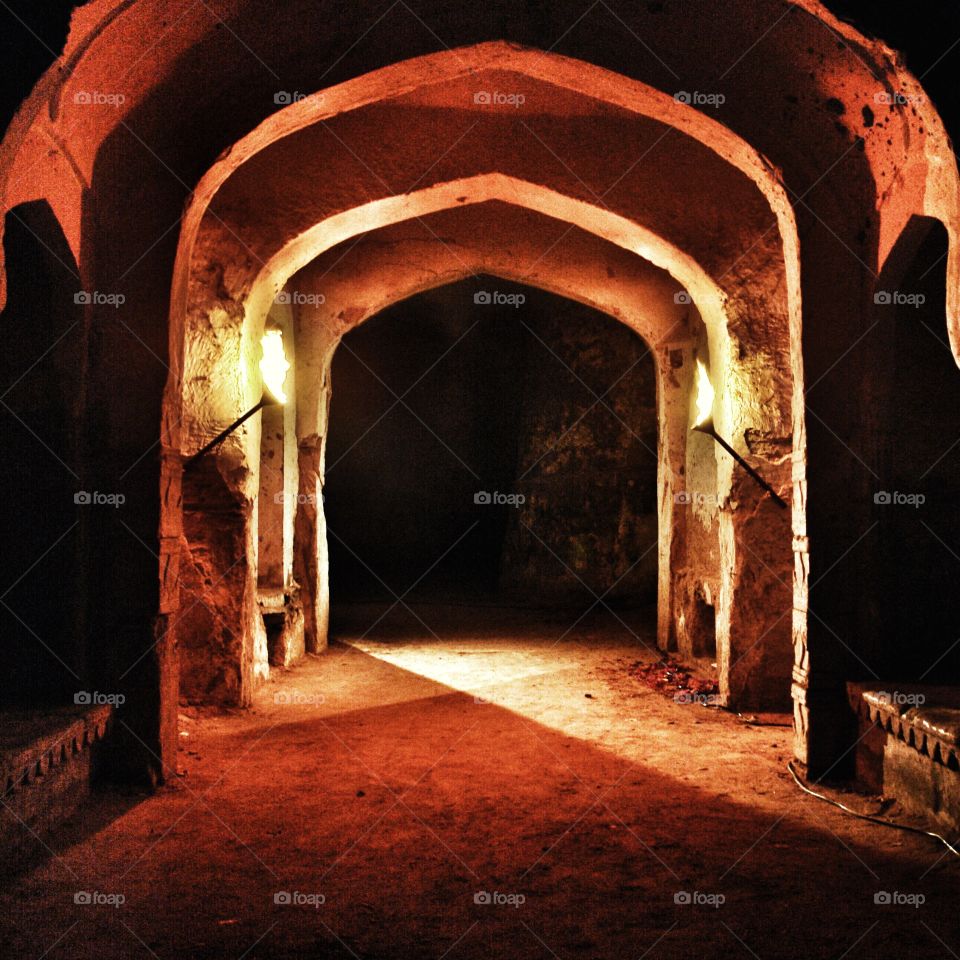Fire lit Indian Archway, Rajasthan . Fire lit Indian Archway, Rajasthan 