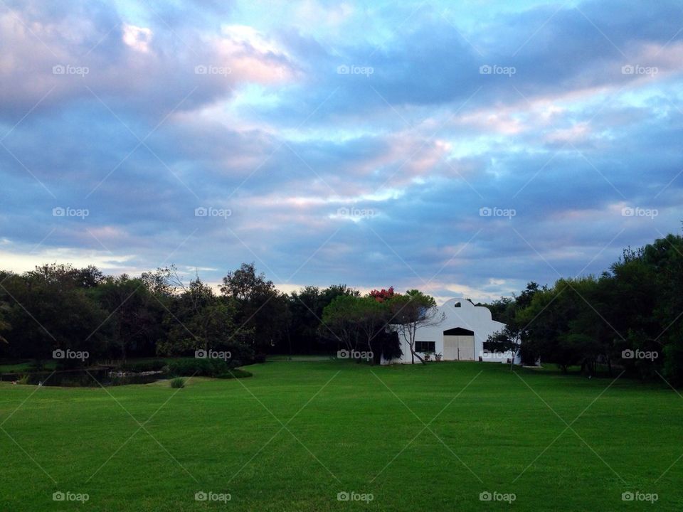 Barn and sunset