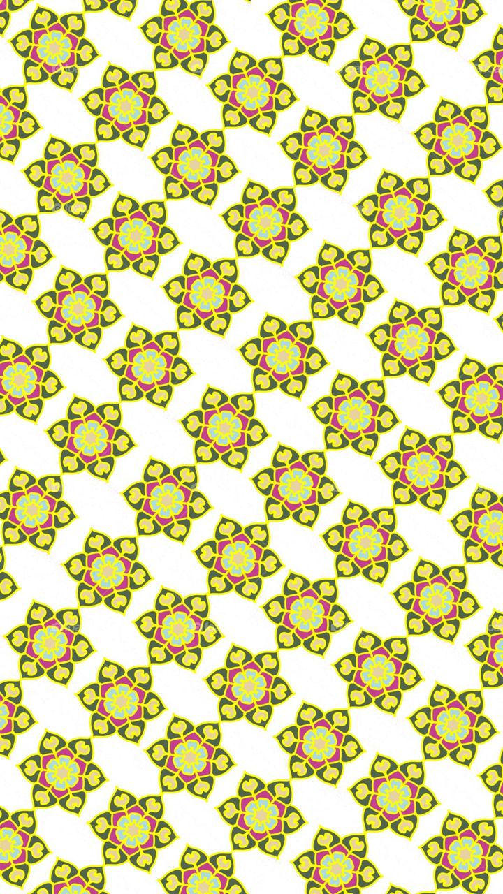 Fabric patterns, graphic patterns, tile patterns, Thai patterns Simple style on a white Thai pattern, yellow flowers