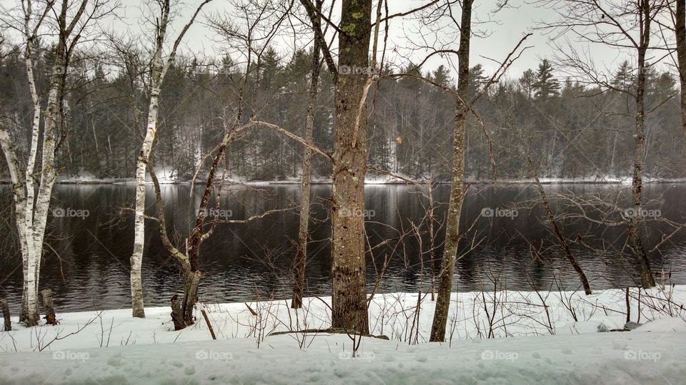 The Kennebec. snowmobiling along the Kennebec River in Maine