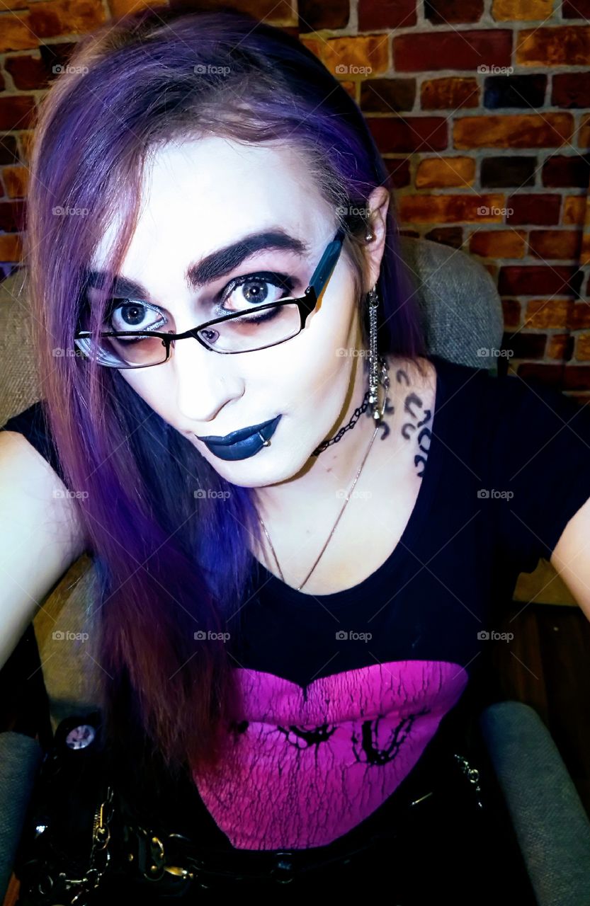 Goth girl purple hair tattoos