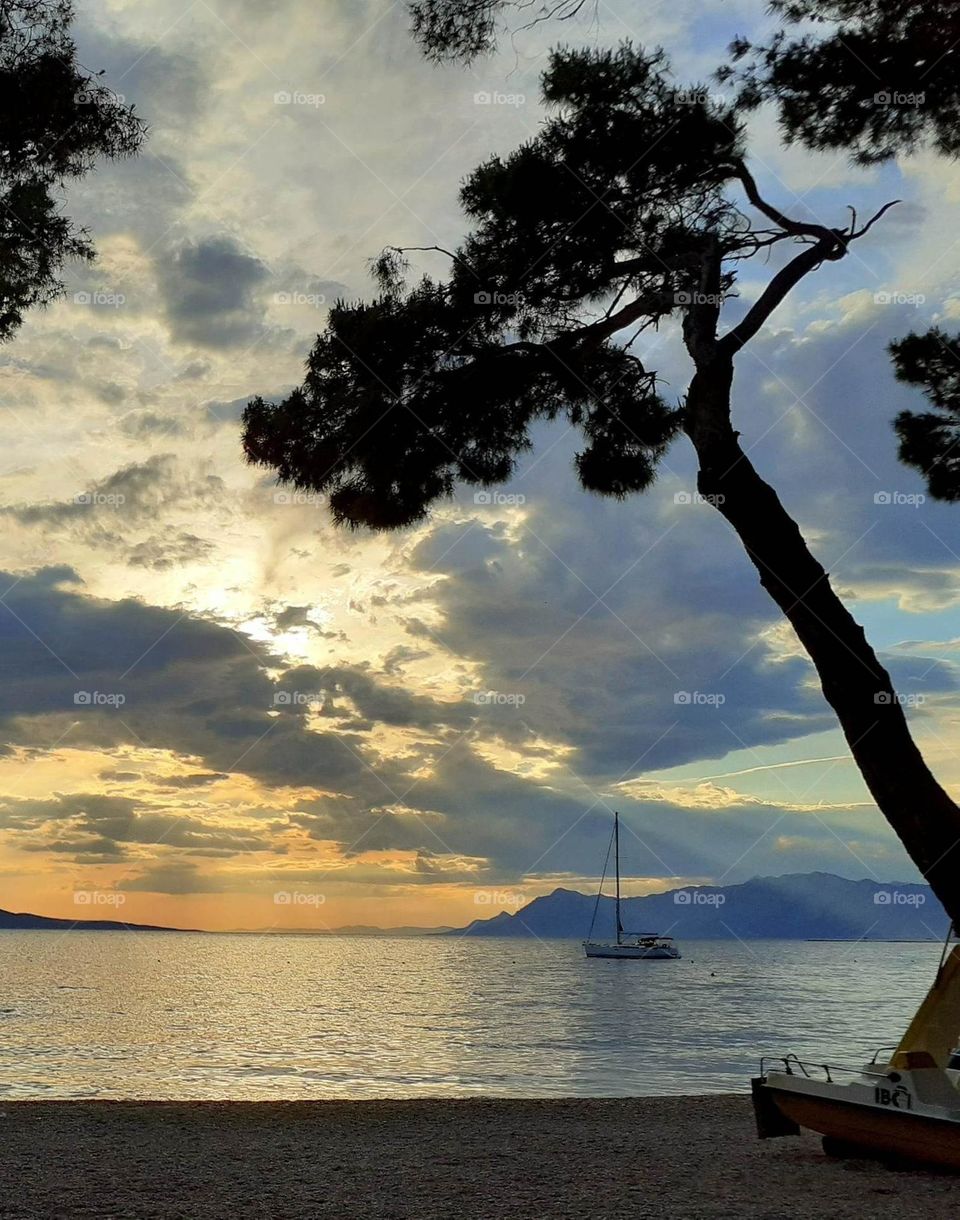 sunset on Makarska beach