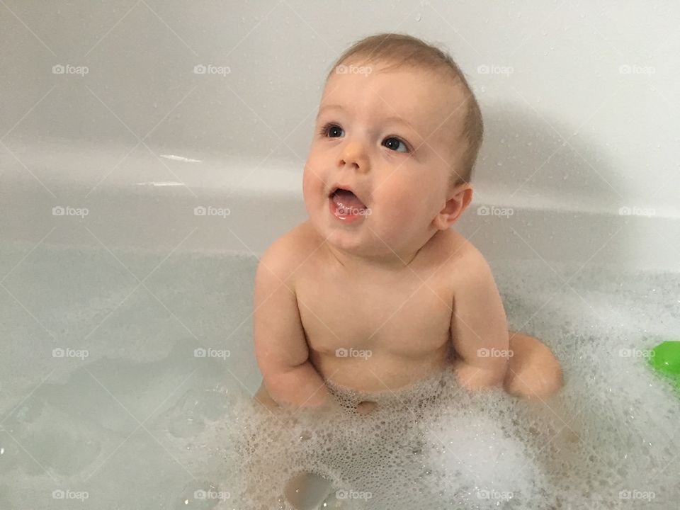 Baby boy in tub