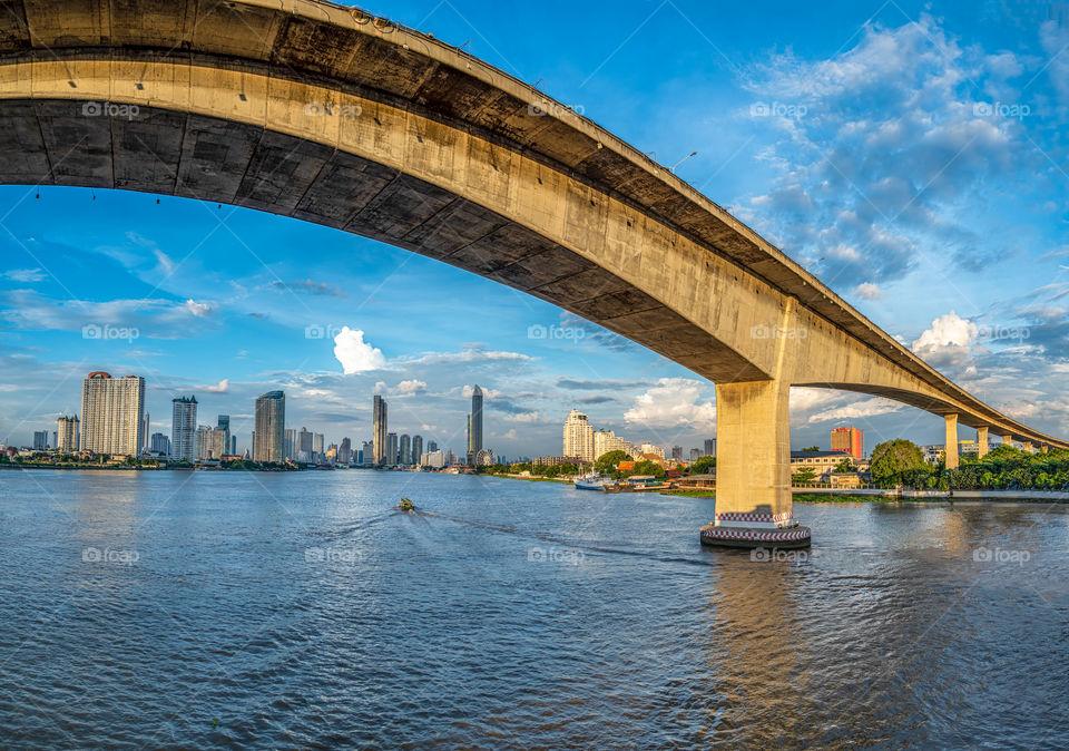 Beautiful bridge and city scene in Bangkok Thailand