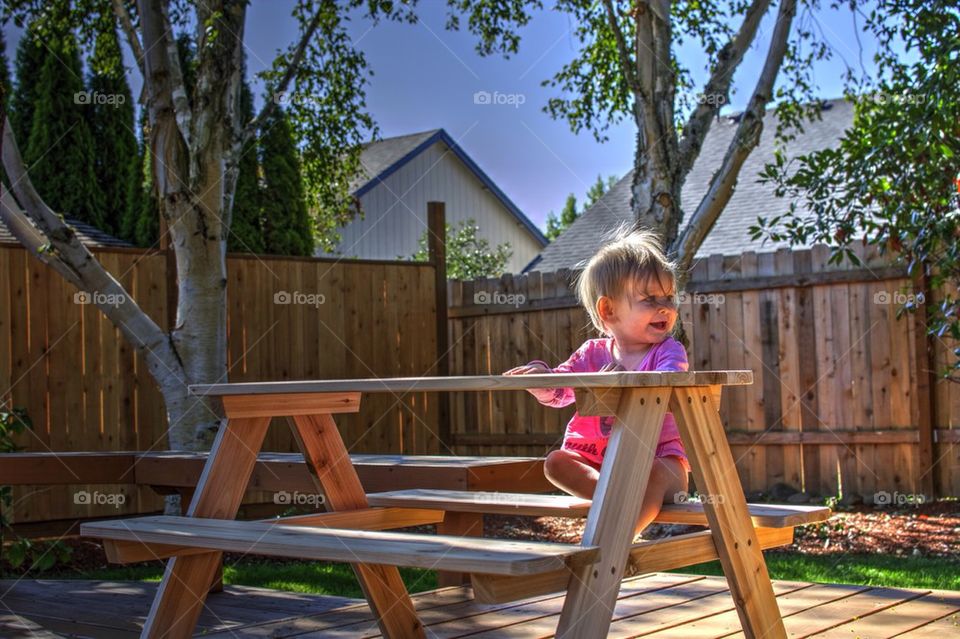 Picnic table baby girl