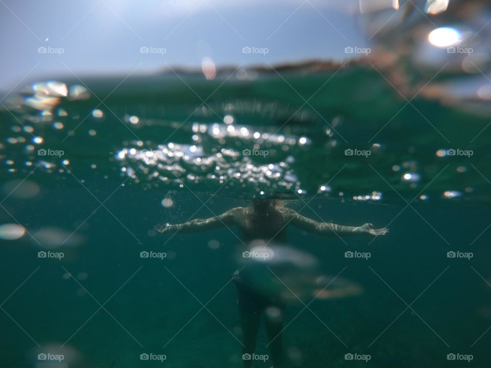 Man under water
