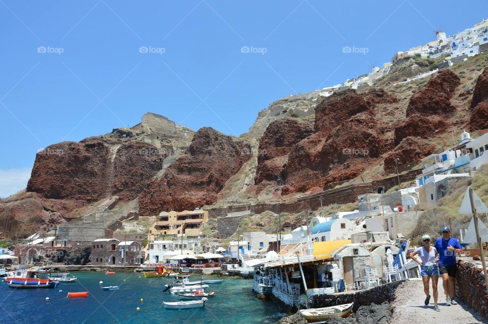 The red beach, Santorini Island. Very windy day but the best ever. Bright colours and beautiful landscape