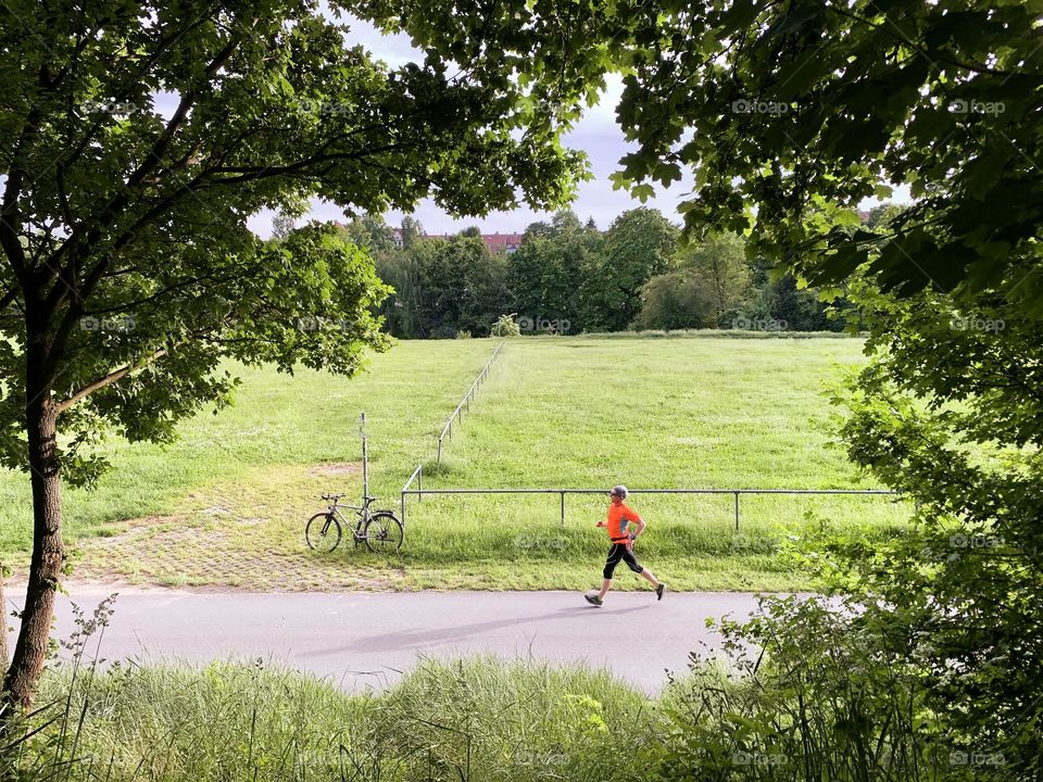 Running in park 