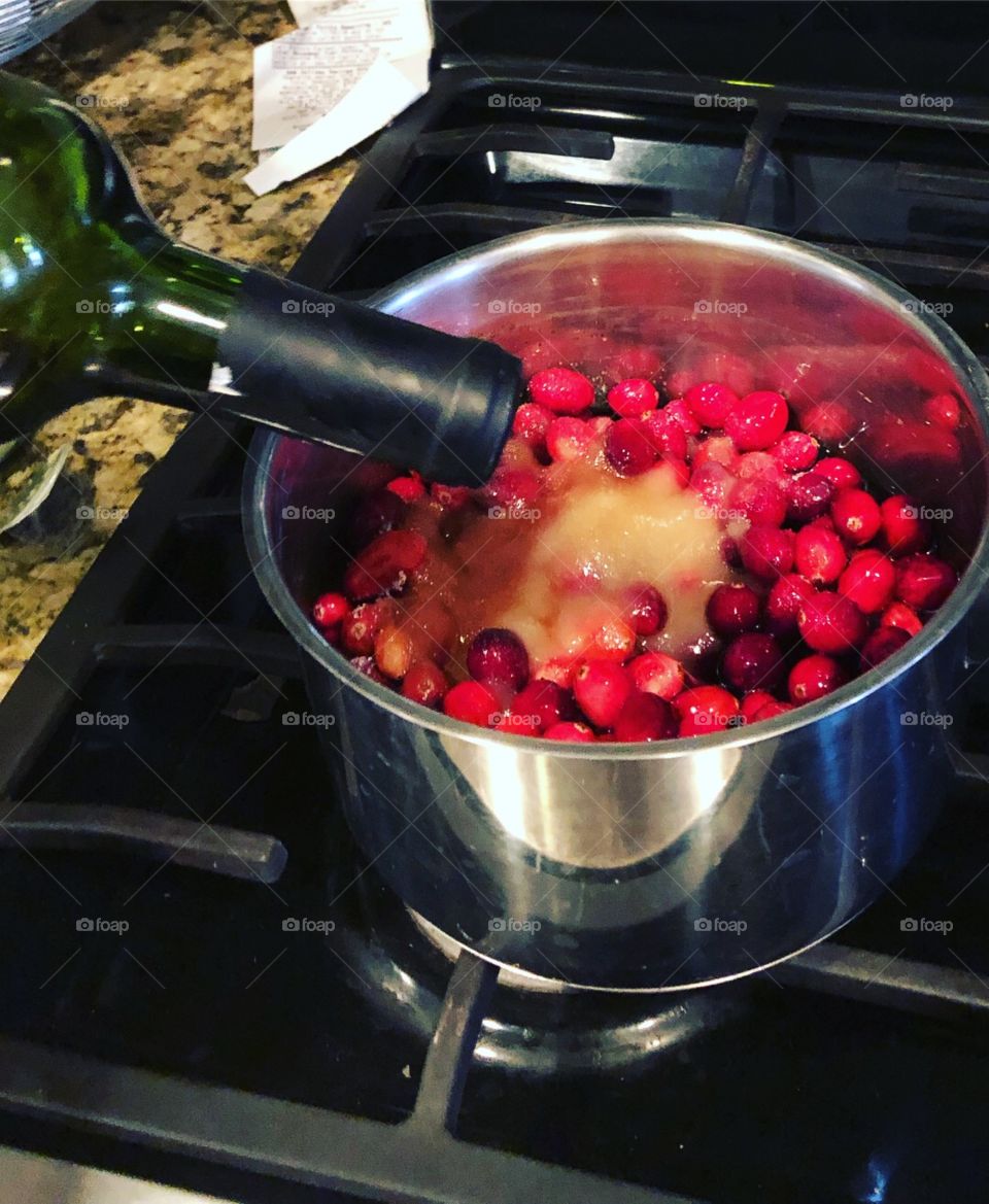 Wine in cranberry sauce
