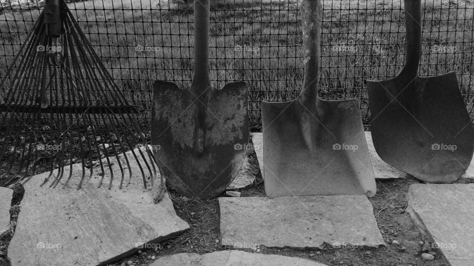 Yard tools.  getting ready to do yard work 