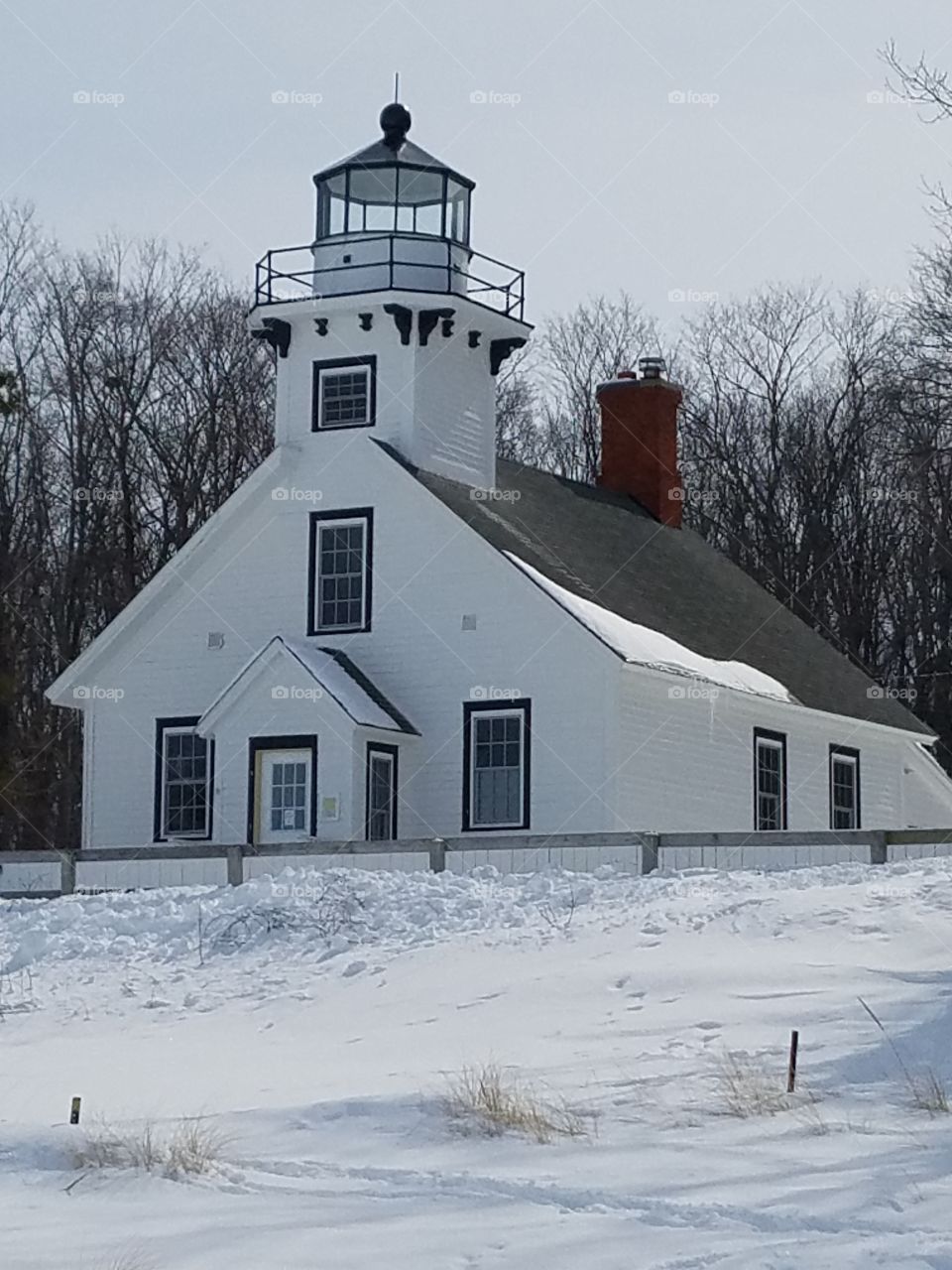 Old Mission Lighthouse in Winter