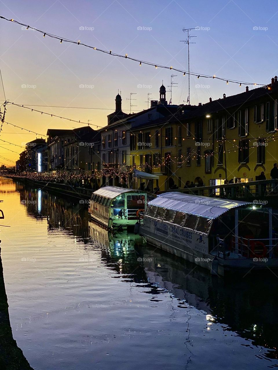 Navigli at sunset time