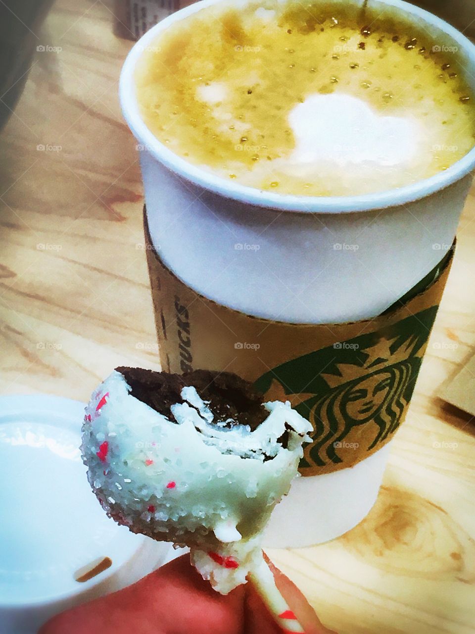 Peppermint cake pop and a latte...life is good!