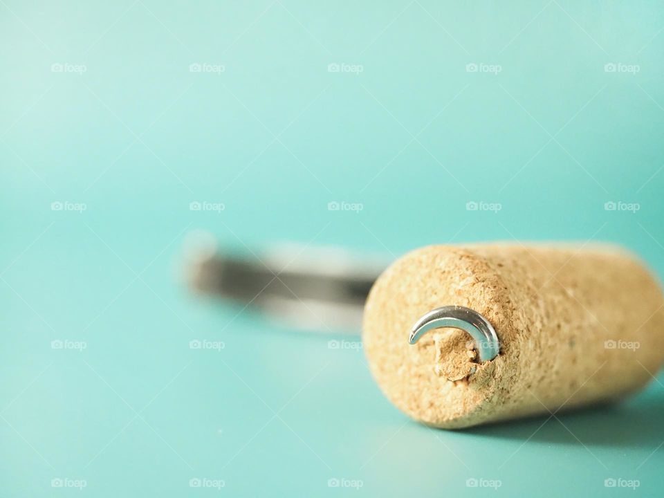 Wine cork and corkscrew