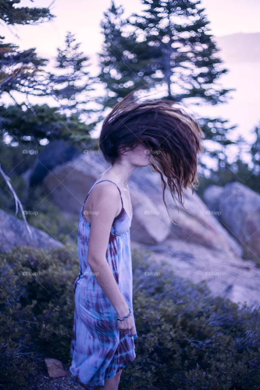 Dreamy hair flip in nature 