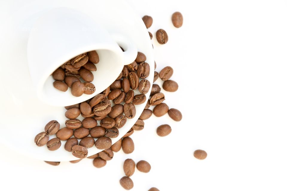 Cup and coffee beans 