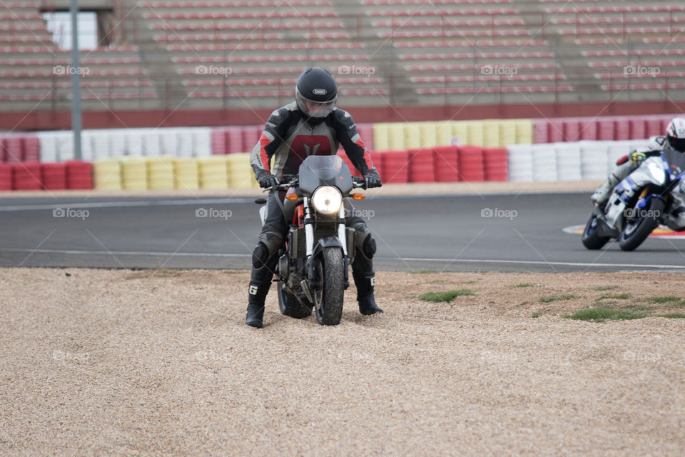 Crashed rider on circuit