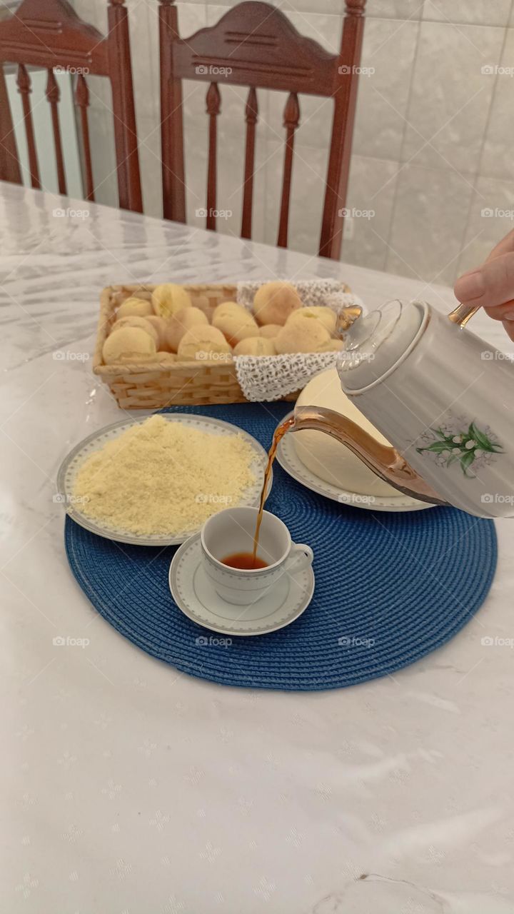 coffee with cheese bread