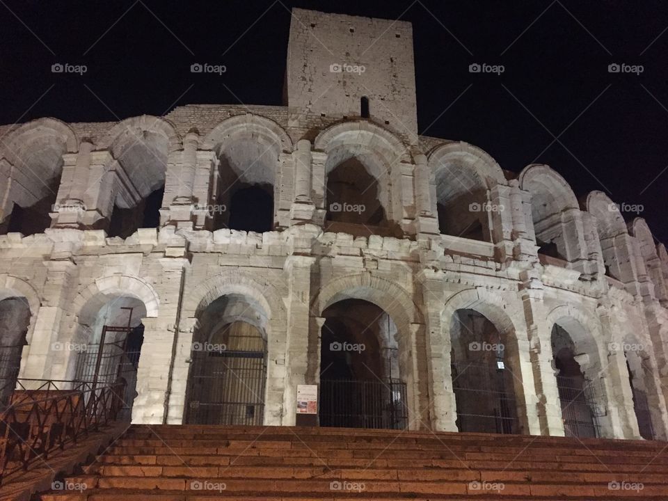 Arena in Arles France at night