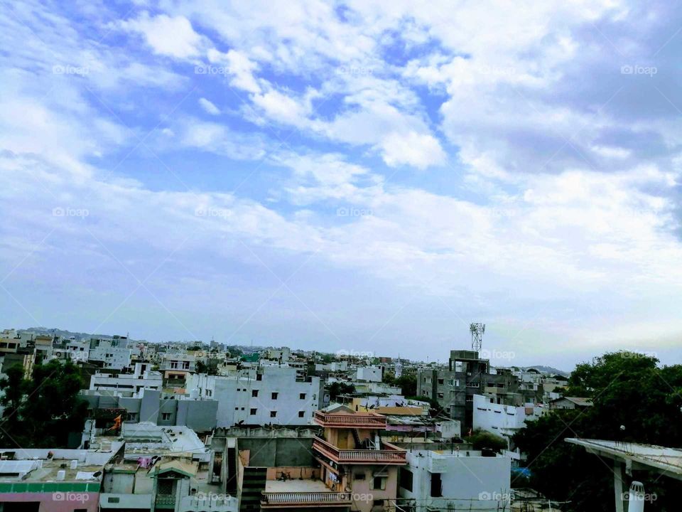 Hyderabad City, beautiful blue sky