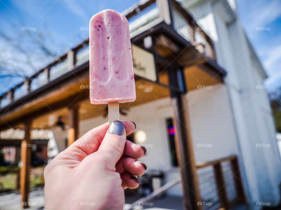 Pink Popsicle on a beautiful sunny day 