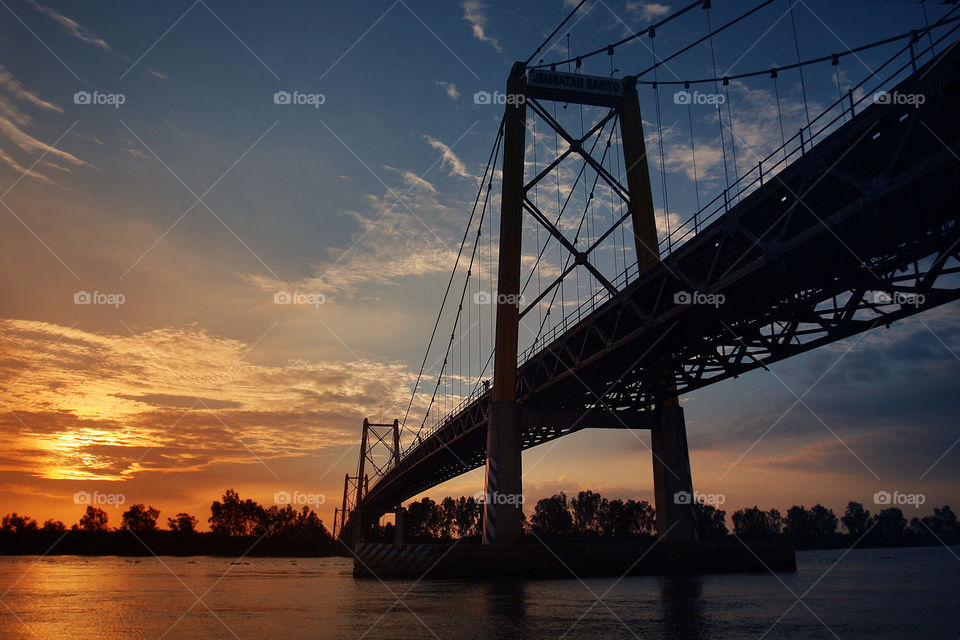 sky sunset river bridge by r3ndy.bl4ck