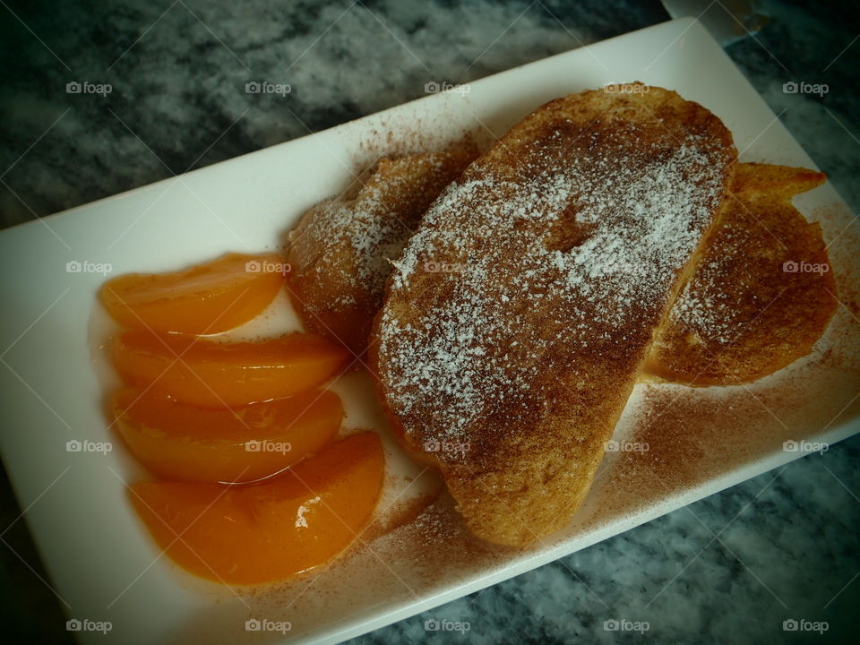 Peachy toast. delicious french toast in a diner at Royal Selangor Malaysia