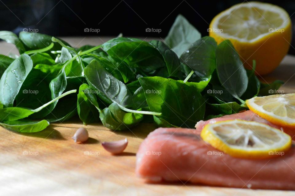 Close-up of food on cutting board