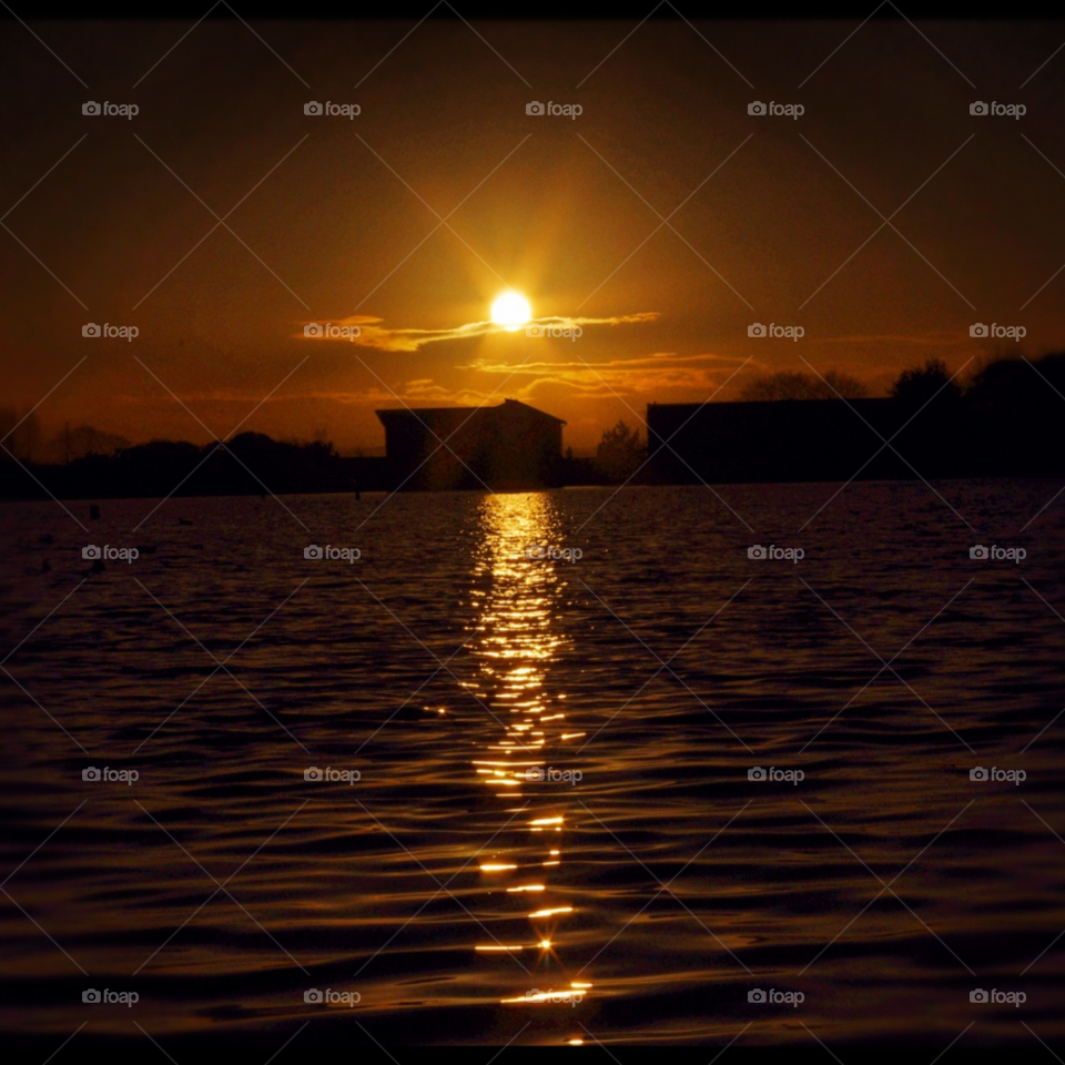 sky sunset water lake by fabiov1.0