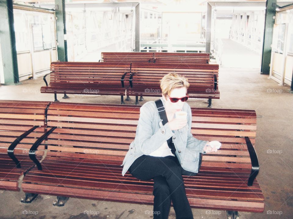 Woman sitting on bench