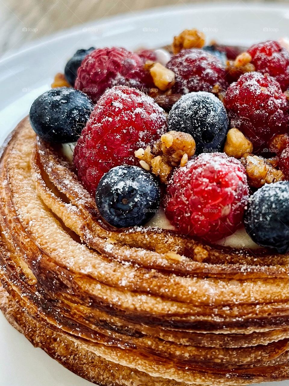 Cheese danish with raspberries and blueberries 