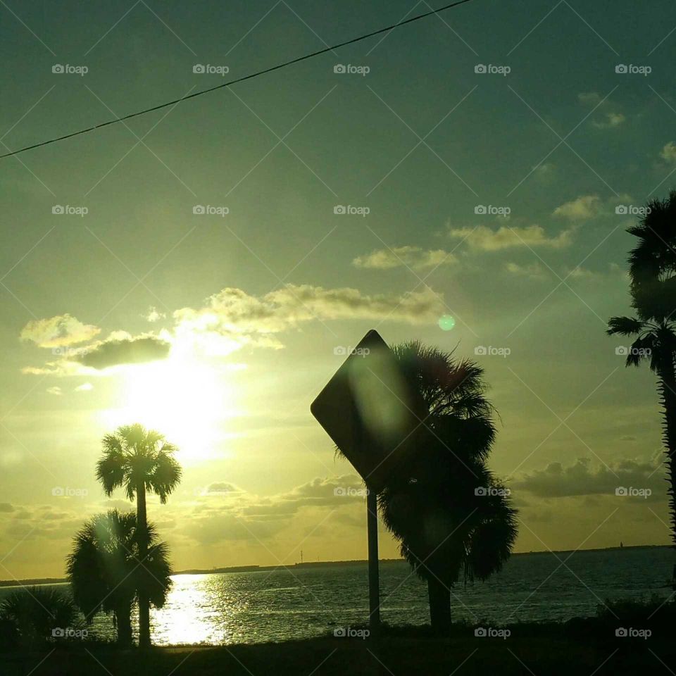 Sunset, Backlit, Silhouette, Beach, Landscape