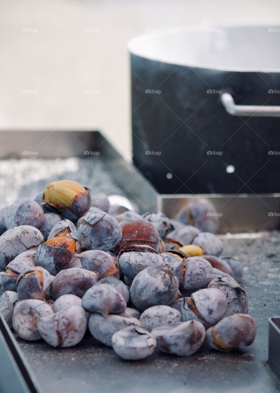 Roasted chestnuts by the water