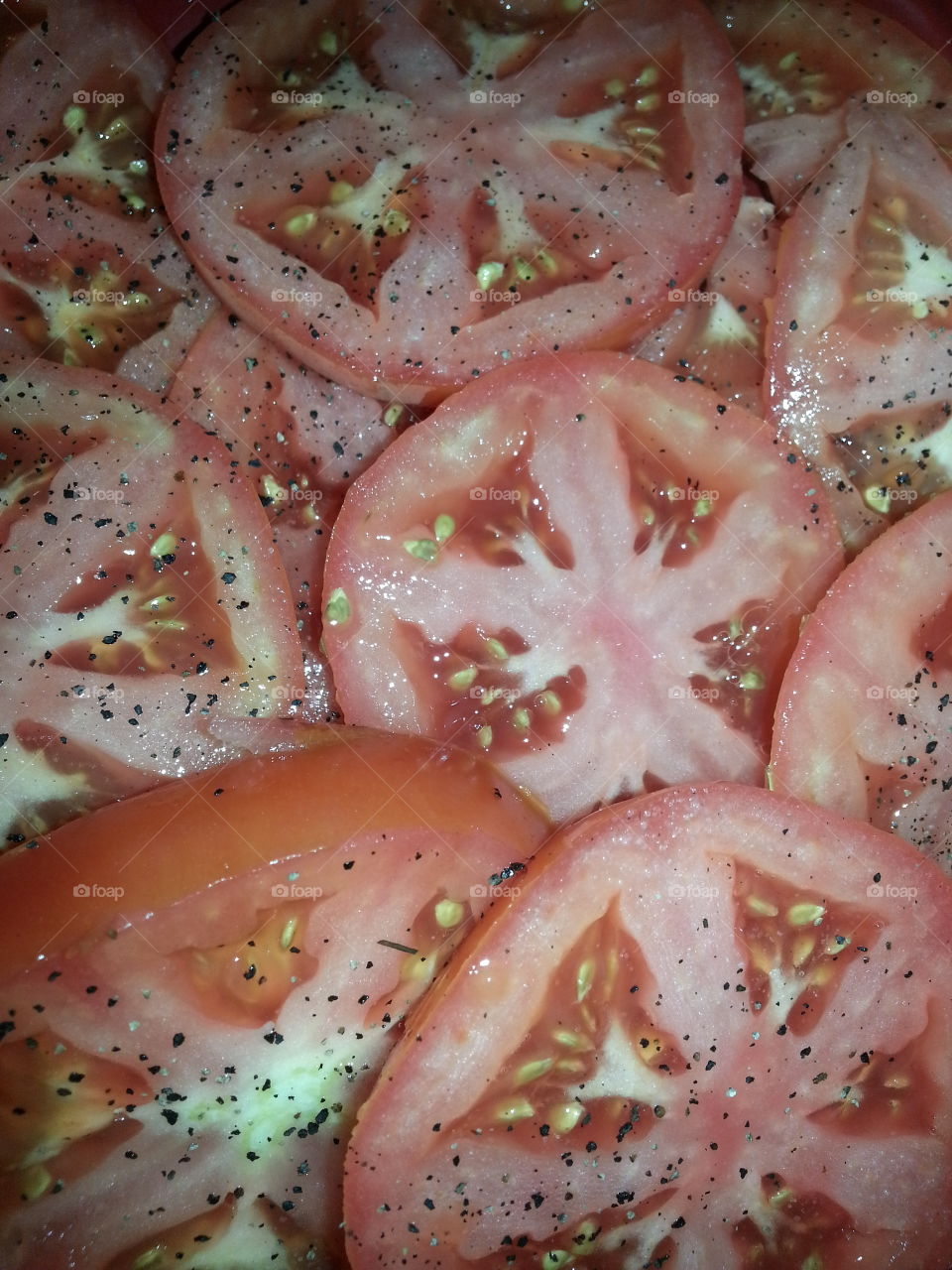 Tomatoes with salt and pepper. my lunch today