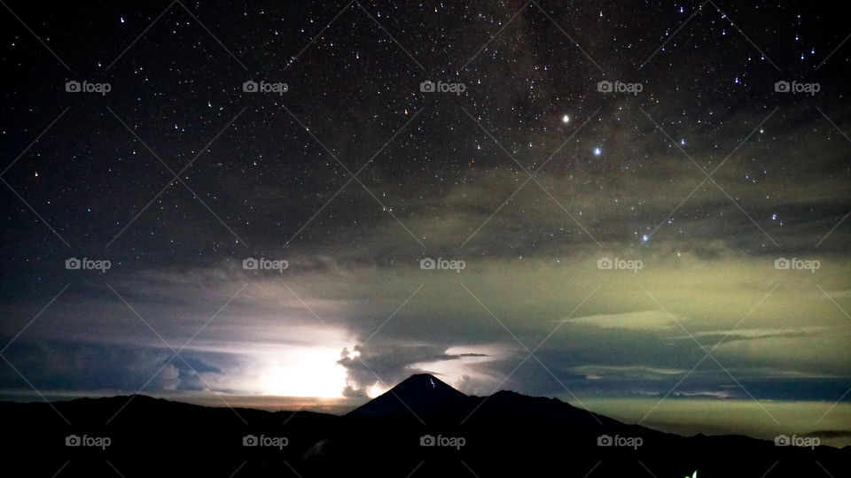 the beautiful sky in Bromo mountain in Indonesia