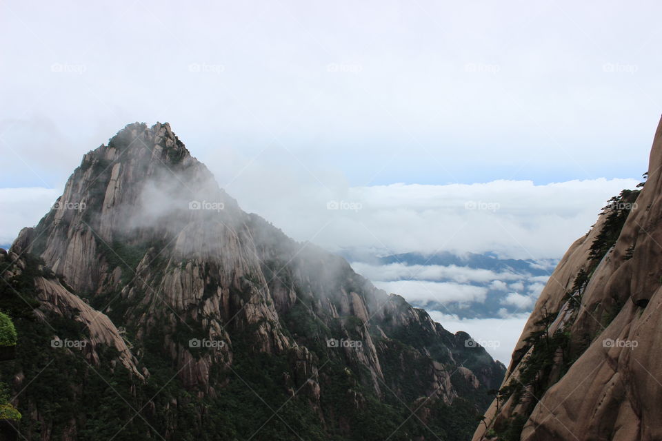 The mountains and "cloud sea" at Huangshan, China