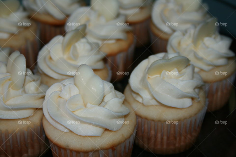 Homemade Vanilla Cupcakes with Buttercream Icing and s Chocolate Heart