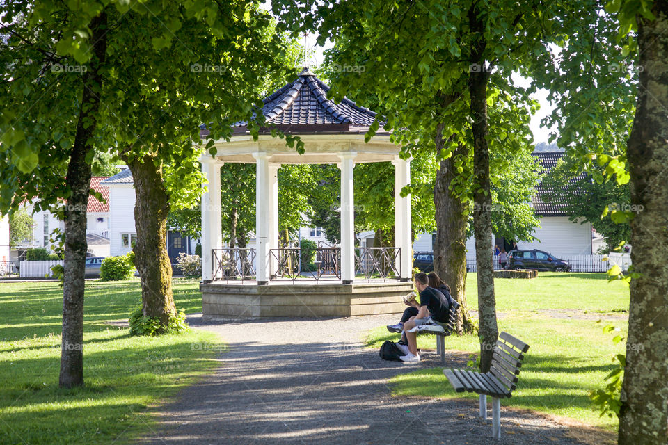 Gazebo in the park. 