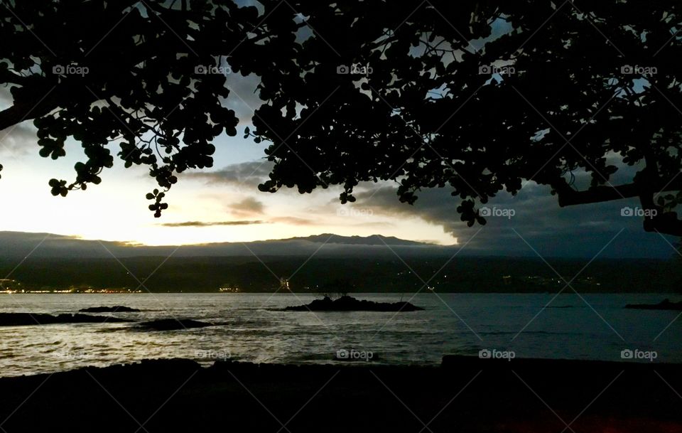 Volcano over Hilo in the twilight