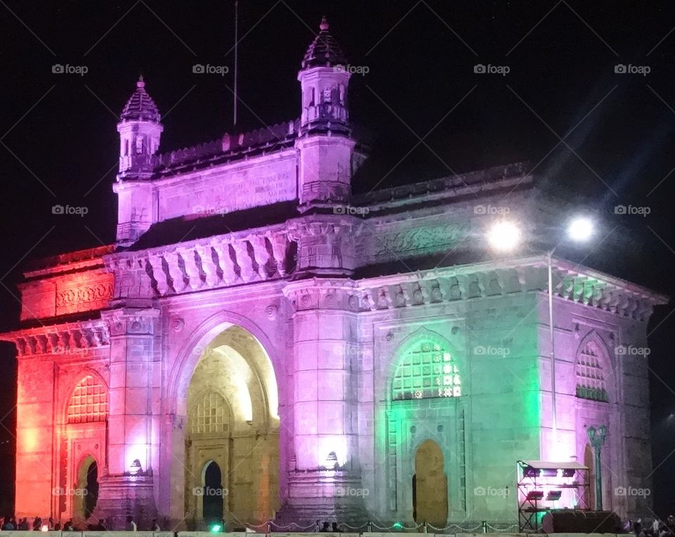 India gate in Mumbai at night