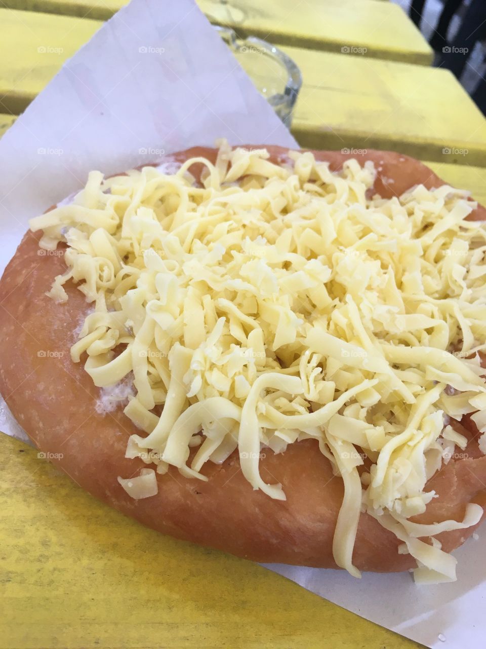 Lángos - a classic Hungarian street food (fried bread topped with sour cream and cheese)