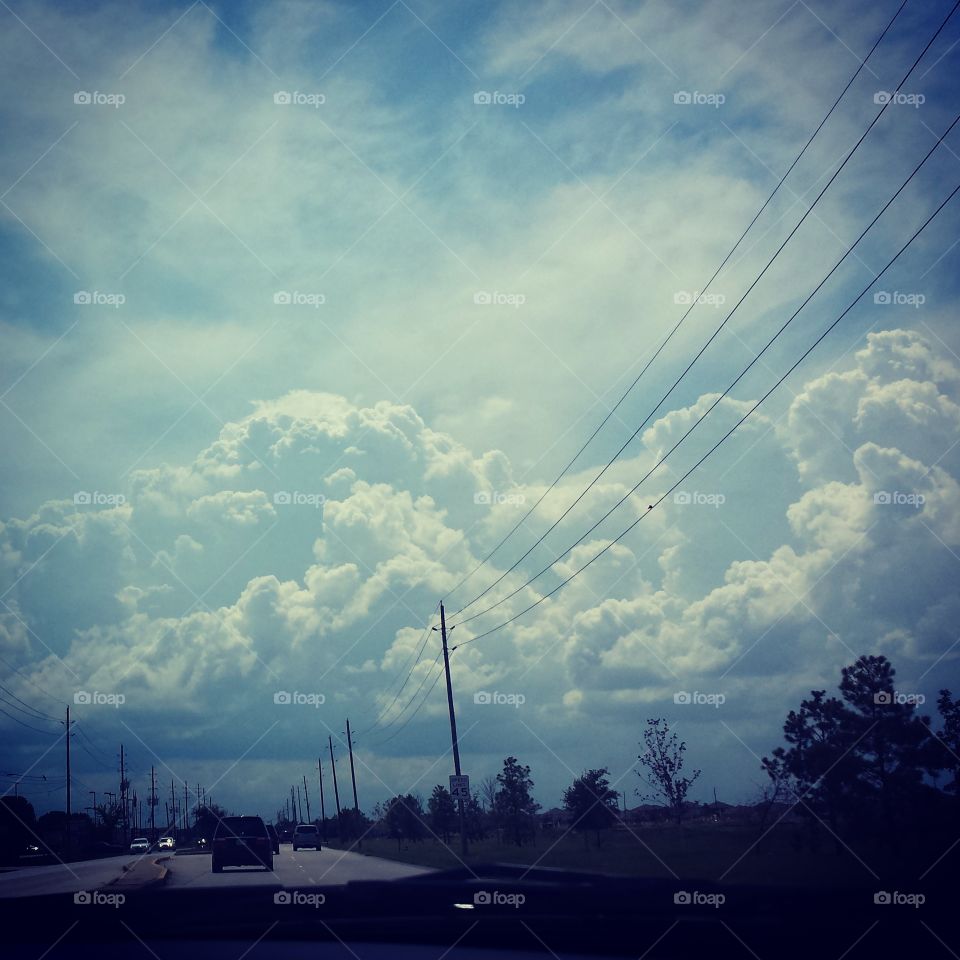 clouds and telephone poles