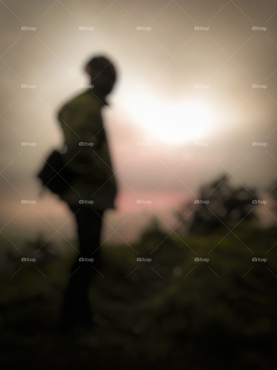 defocused abstract background of hiker