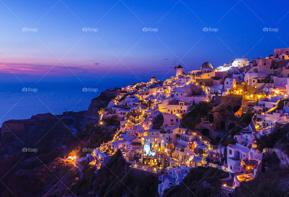 Illuminated view of Greece city